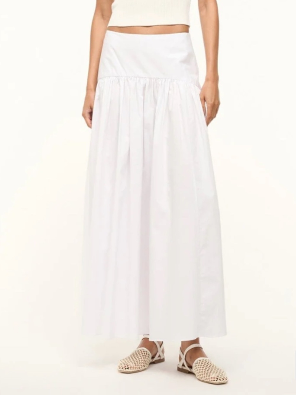 Staud Procida Skirt Women's Size 0 White Cotton Maxi (B)
